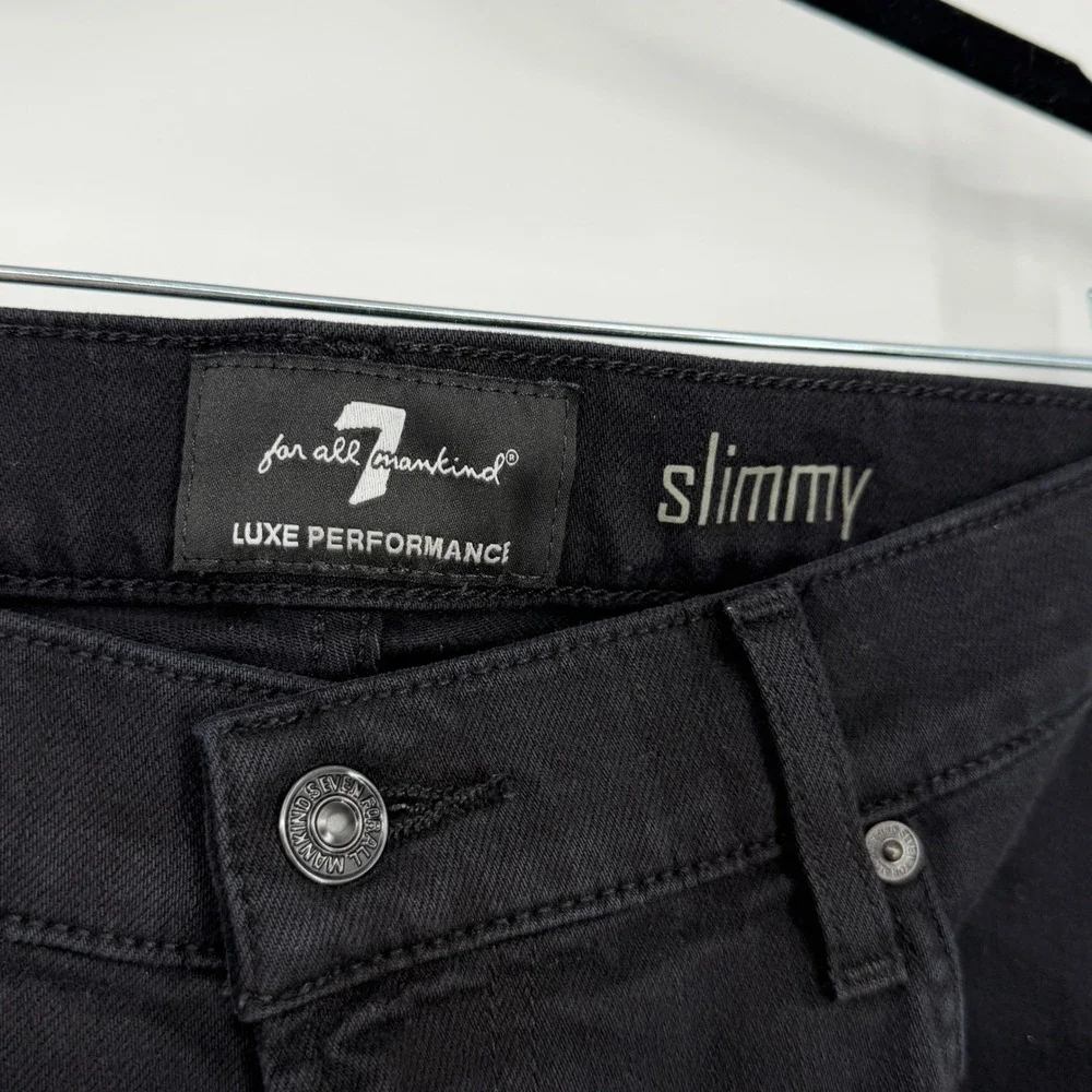 7 For All Mankind Slimmy‎ Luxe Performance Mens Black Slim Fit Jeans Size 34